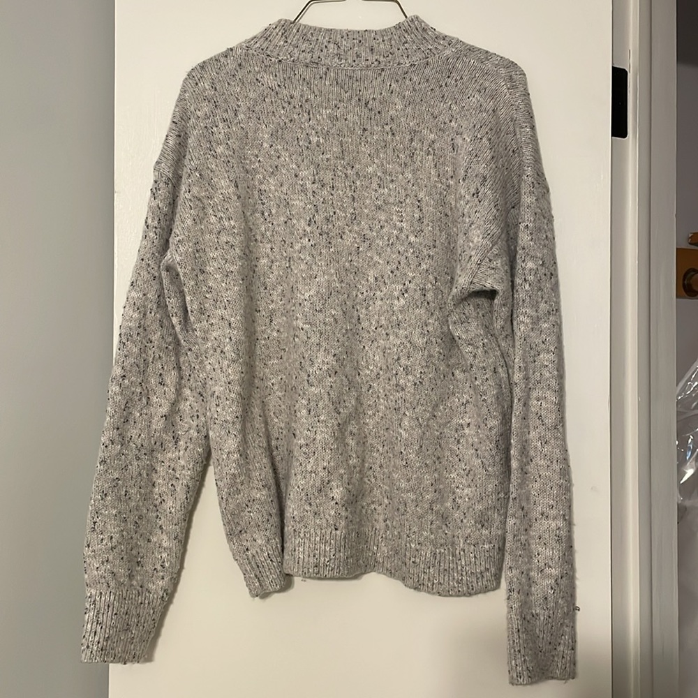 Grey Sweater With Button Accent - image 2